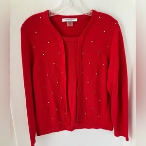 Allison Daley Women’s Pullover Sweater, Studded, Size PS, Red.